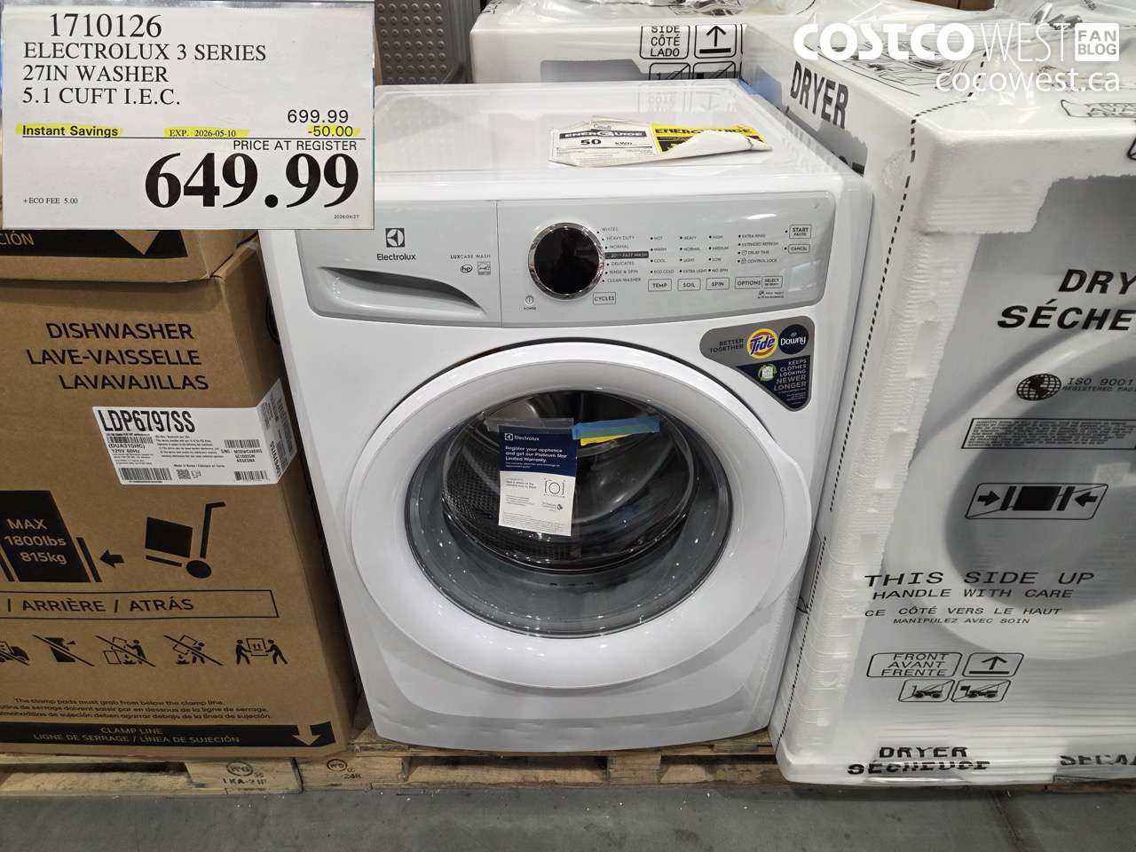 1710126 ELECTROLUX 3 SERIES 27IN WASHER 5.1 CUFT I.E.C. ($50.00 INSTANT SAVINGS EXPIRES ON 2026-05-10) $649.99