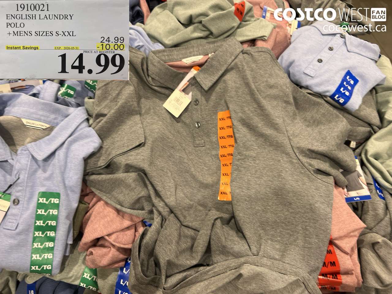 1910021 ENGLISH LAUNDRY POLO MENS SIZES S-XXL ($10.00 INSTANT SAVINGS EXPIRES ON 2026-05-31) $14.99