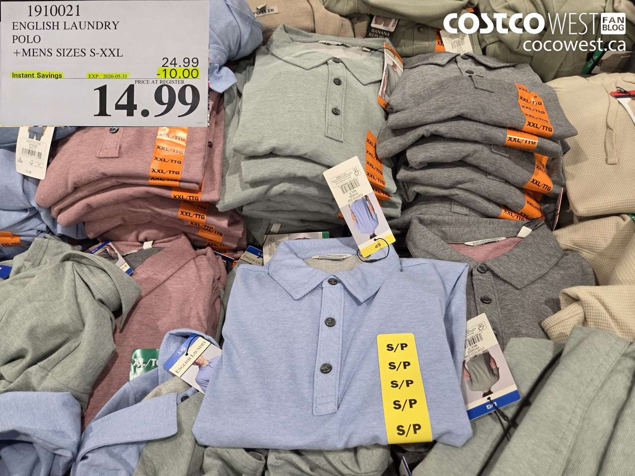 1910021 ENGLISH LAUNDRY POLO MENS SIZES S-XXL ($10.00 INSTANT SAVINGS EXPIRES ON 2026-05-31) $14.99