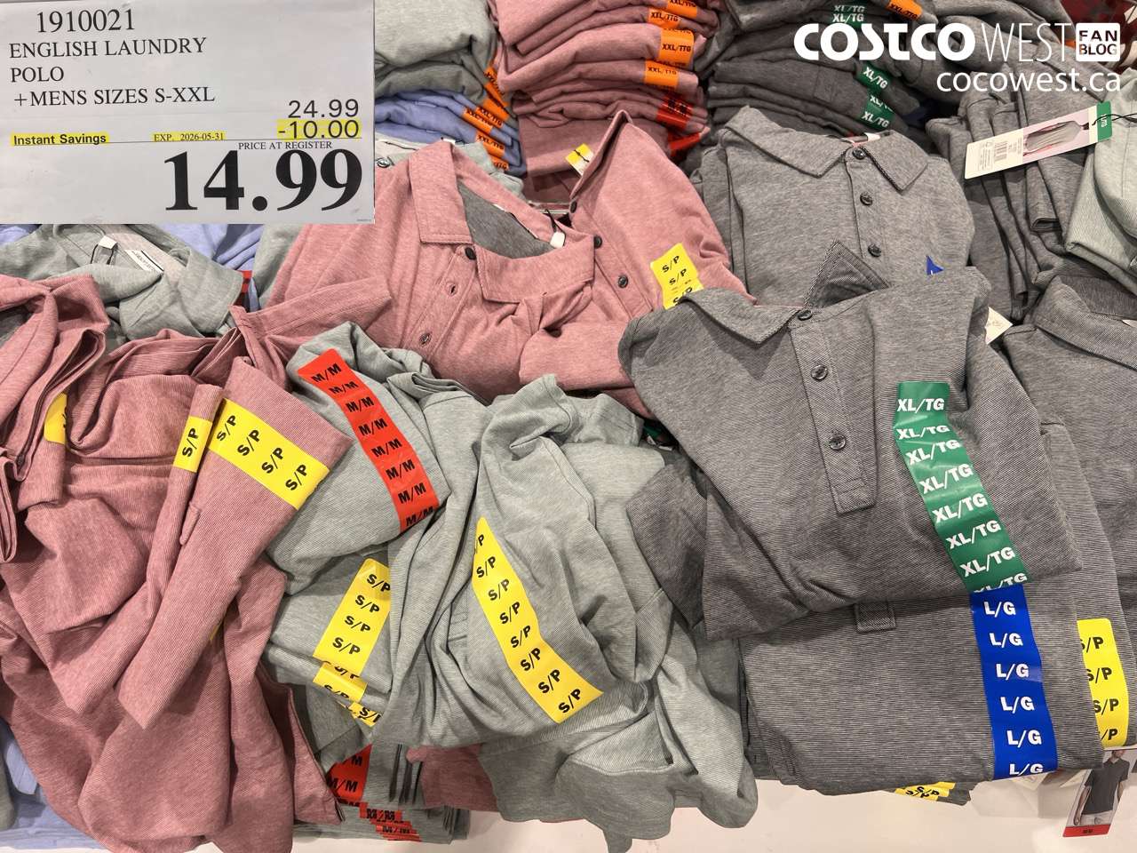 1910021 ENGLISH LAUNDRY POLO MENS SIZES S-XXL ($10.00 INSTANT SAVINGS EXPIRES ON 2026-05-31) $14.99