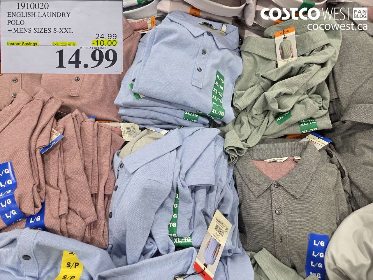 1910020 ENGLISH LAUNDRY POLO MENS SIZES S-XXL ($10.00 INSTANT SAVINGS EXPIRES ON 2026-05-31) $14.99
