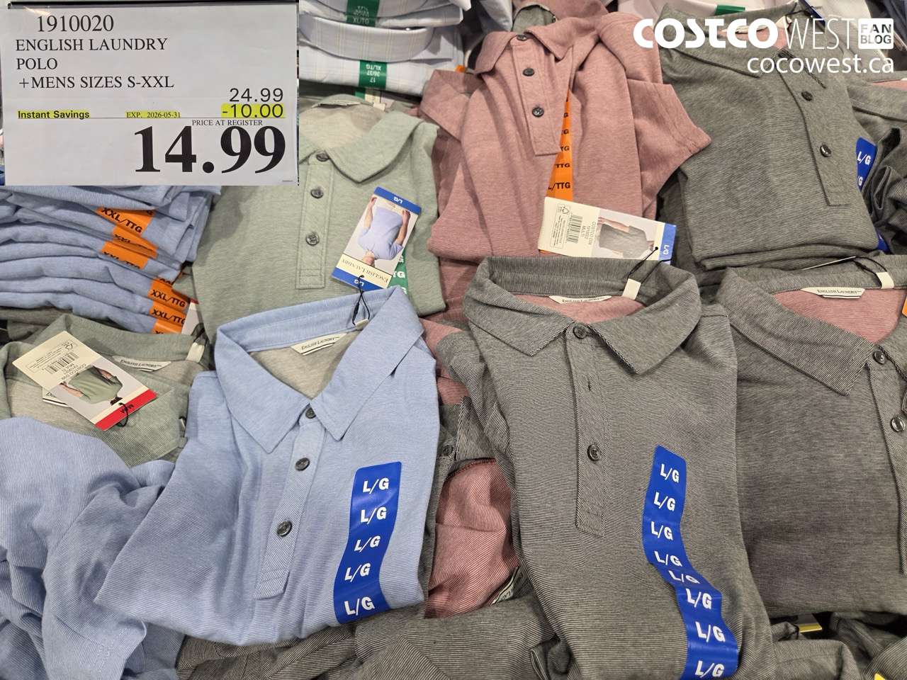 1910020 ENGLISH LAUNDRY POLO MENS SIZES S-XXL ($10.00 INSTANT SAVINGS EXPIRES ON 2026-05-31) $14.99