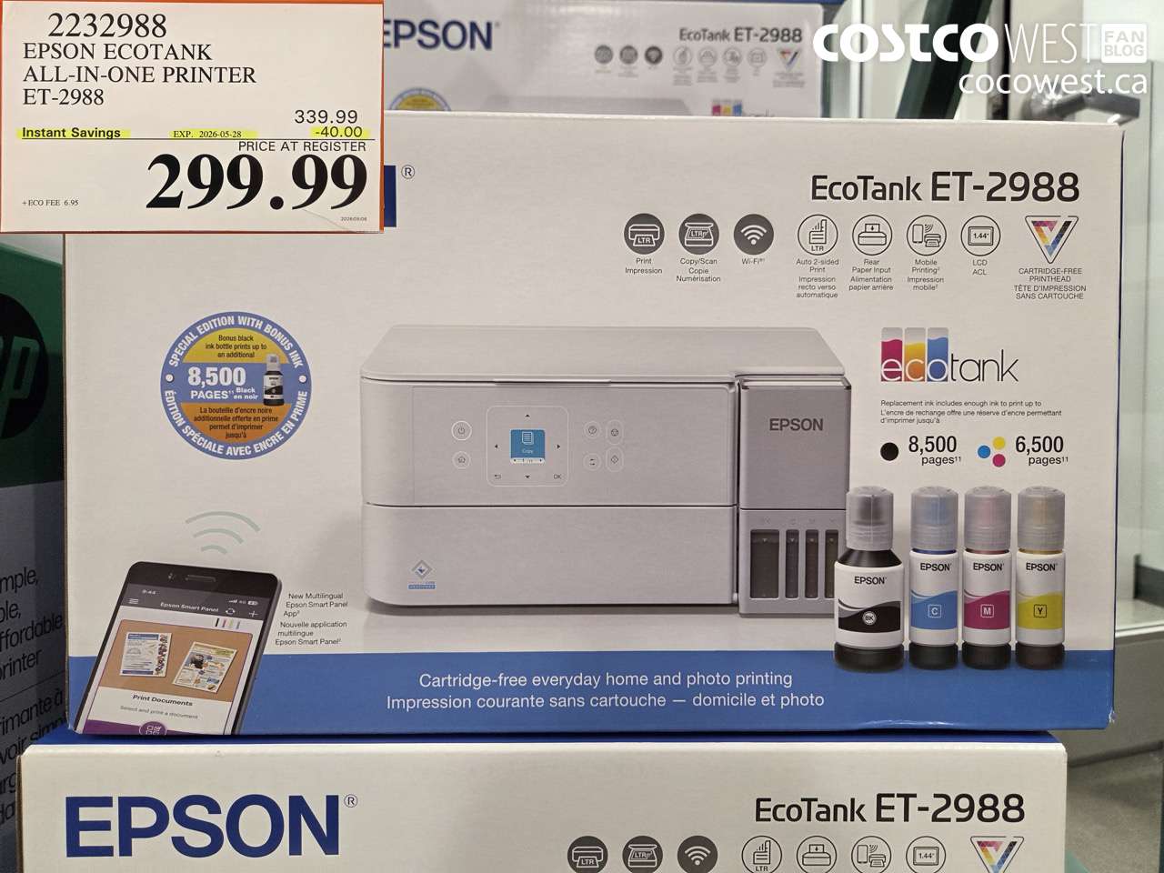 2232988 EPSON ECOTANK ALL-IN-ONE PRINTER ET-2988 ($40.00 INSTANT SAVINGS EXPIRES ON 2026-05-28) $299.99