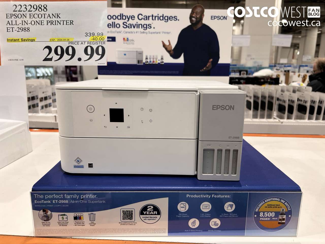 2232988 EPSON ECOTANK ALL-IN-ONE PRINTER ET-2988 ($40.00 INSTANT SAVINGS EXPIRES ON 2026-05-28) $299.99