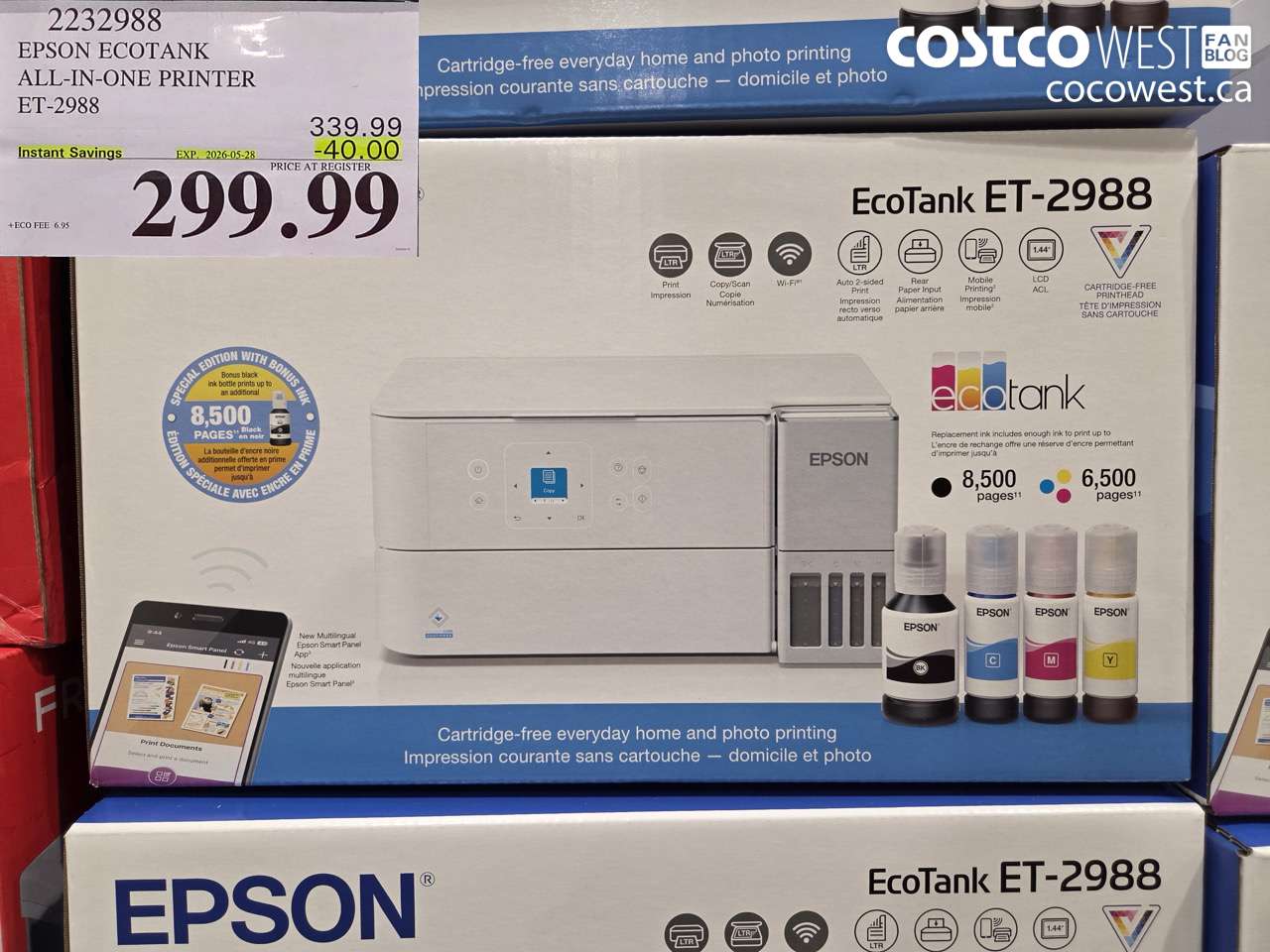 2232988 EPSON ECOTANK ALL-IN-ONE PRINTER ET-2988 ($40.00 INSTANT SAVINGS EXPIRES ON 2026-05-28) $299.99