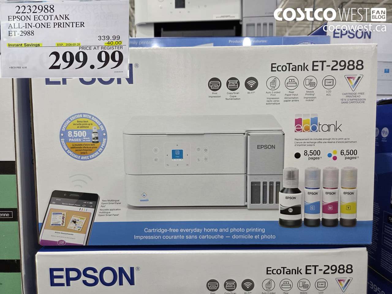 2232988 EPSON ECOTANK ALL-IN-ONE PRINTER ET-2988 ($40.00 INSTANT SAVINGS EXPIRES ON 2026-05-28) $299.99