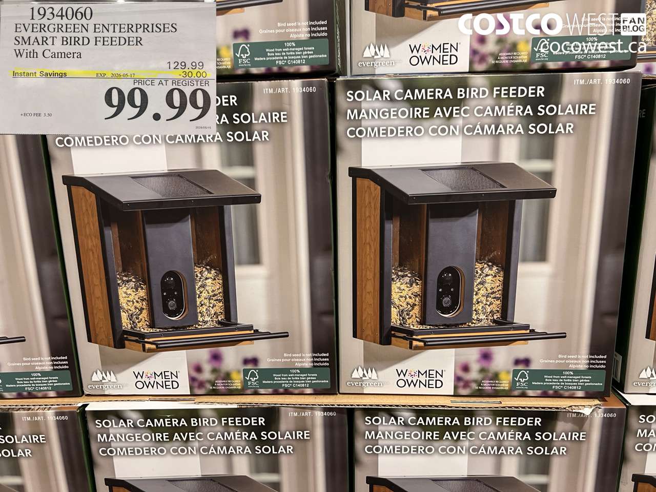 1934060 EVERGREEN ENTERPRISES SMART BIRD FEEDER WITH CAMERA ($30.00 INSTANT SAVINGS EXPIRES ON 2026-05-17) $99.99