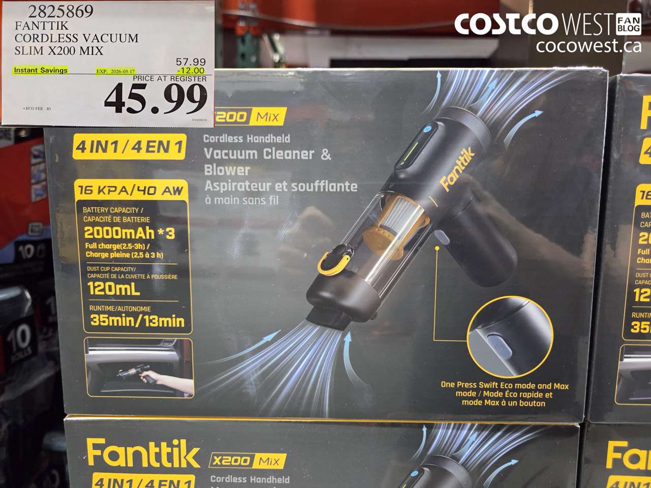 2825869 FANTTIK CORDLESS VACUUM SLIM X200 MIX ($12.00 INSTANT SAVINGS EXPIRES ON 2026-05-17) $45.99
