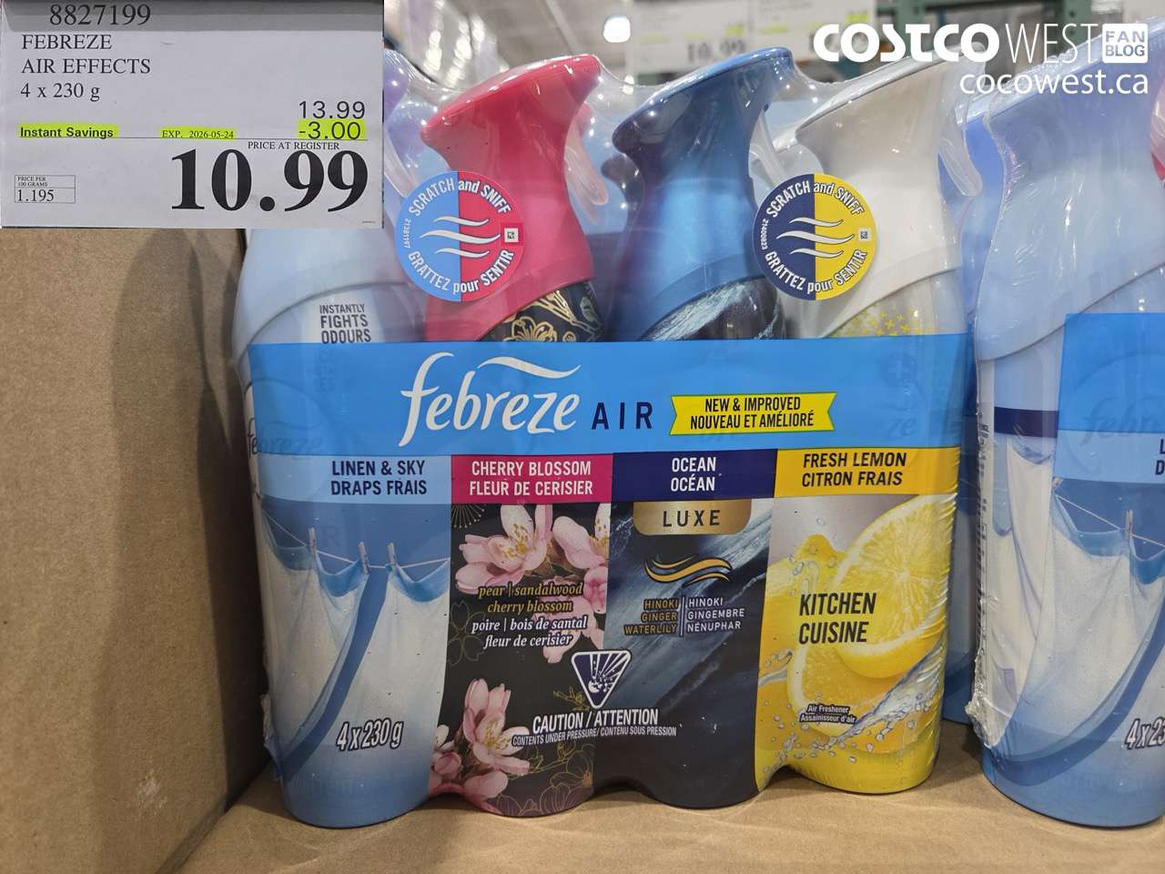 8827199 FEBREZE AIR EFFECTS 4 X 230 G ($3.00 INSTANT SAVINGS EXPIRES ON 2026-05-24) $10.99