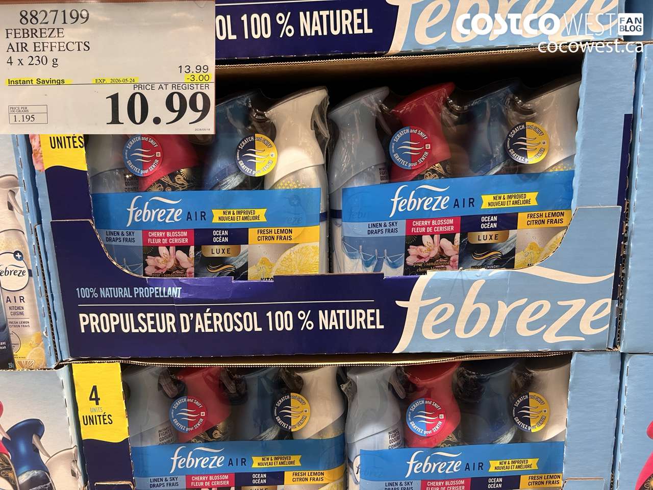 8827199 FEBREZE AIR EFFECTS 4 X 230 G ($3.00 INSTANT SAVINGS EXPIRES ON 2026-05-24) $10.99
