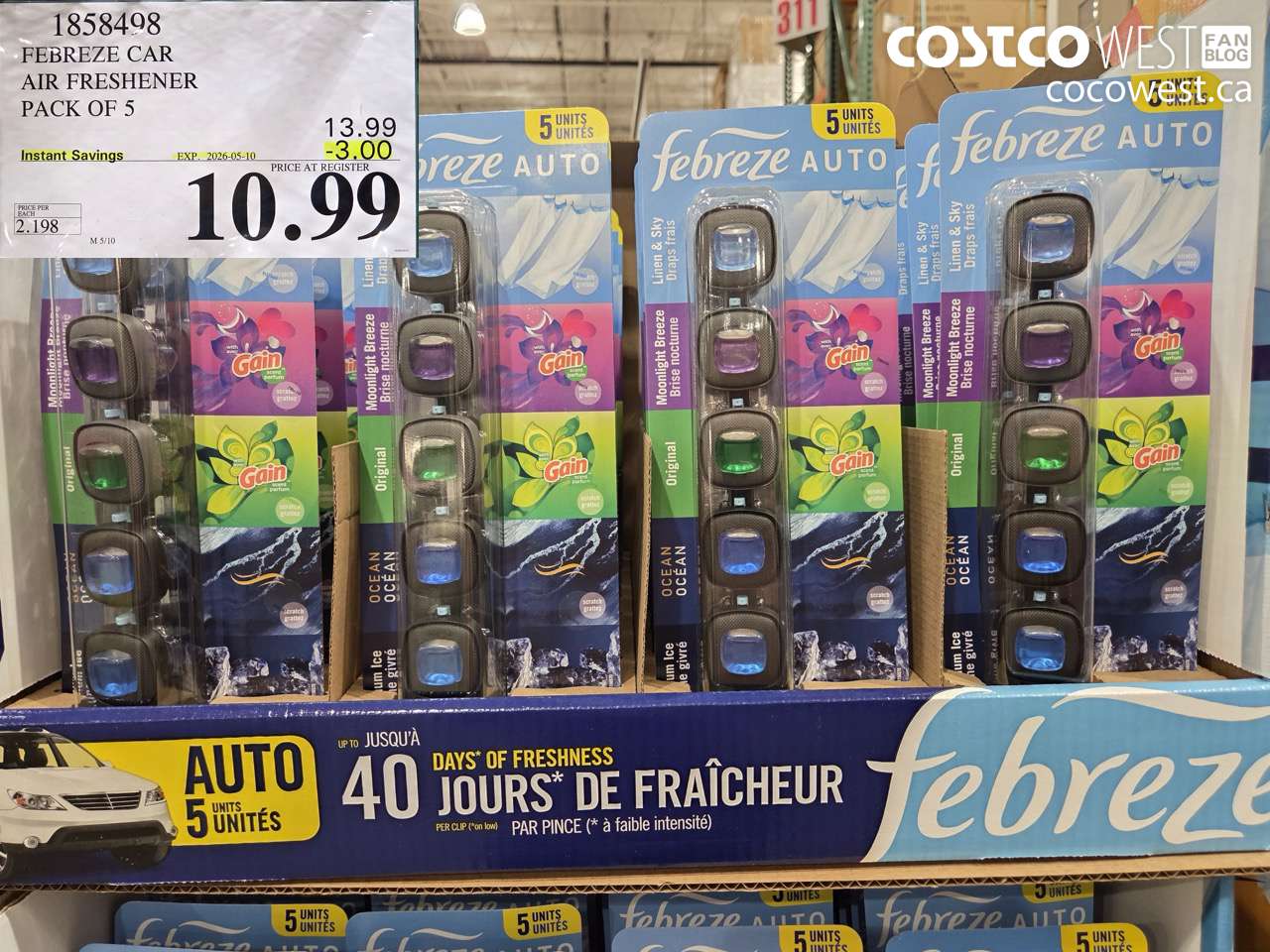 1858498 FEBREZE CAR AIR FRESHENER PACK OF 5 ($3.00 INSTANT SAVINGS EXPIRES ON 2026-05-10) $10.99
