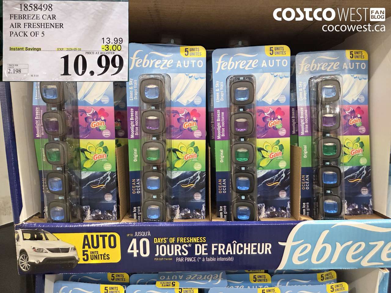 1858498 FEBREZE CAR AIR FRESHENER PACK OF 5 ($3.00 INSTANT SAVINGS EXPIRES ON 2026-05-10) $10.99