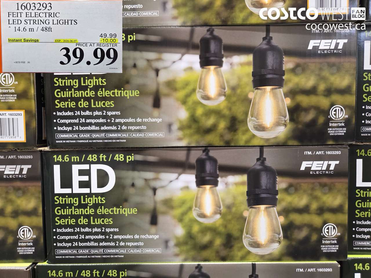 1603293 FEIT ELECTRIC LED STRING LIGHTS ($10.00 INSTANT SAVINGS EXPIRES ON 2026-06-07) $39.99