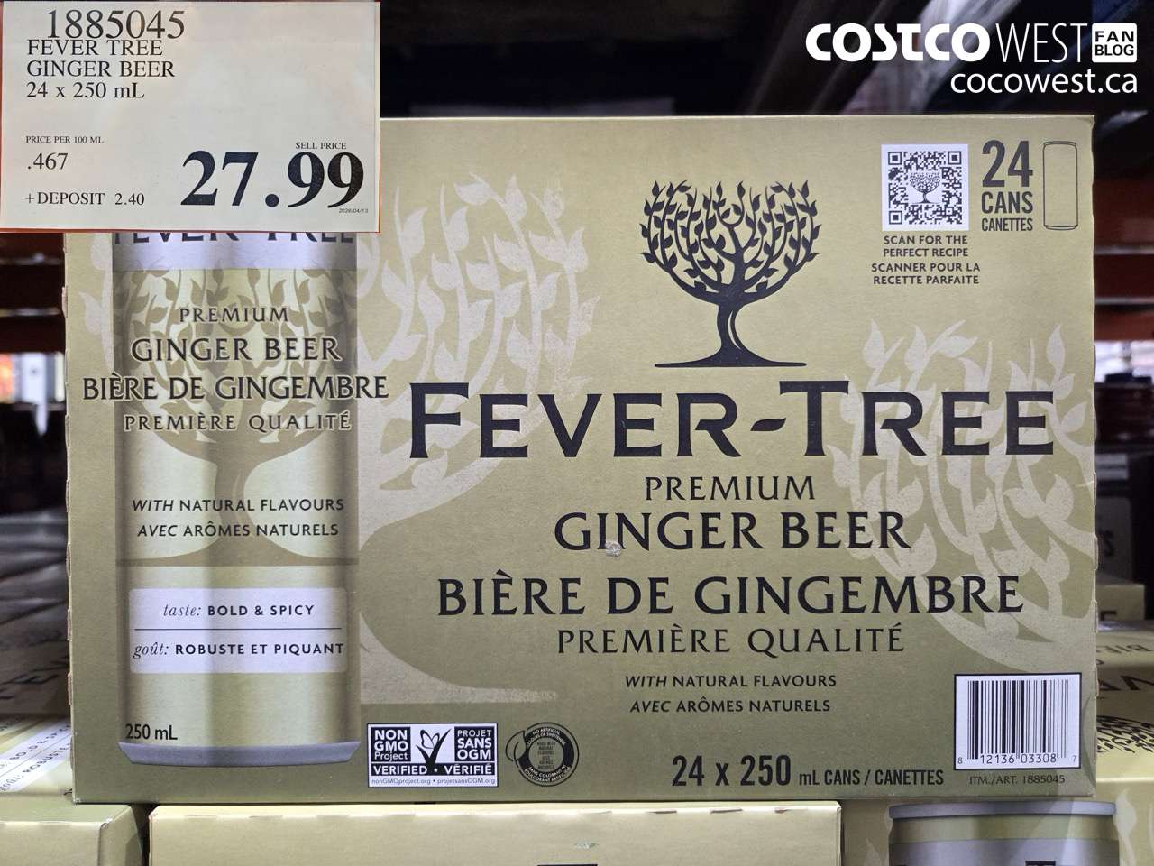 1885045 FEVER TREE GINGER BEER 24 X 250 ML $27.99