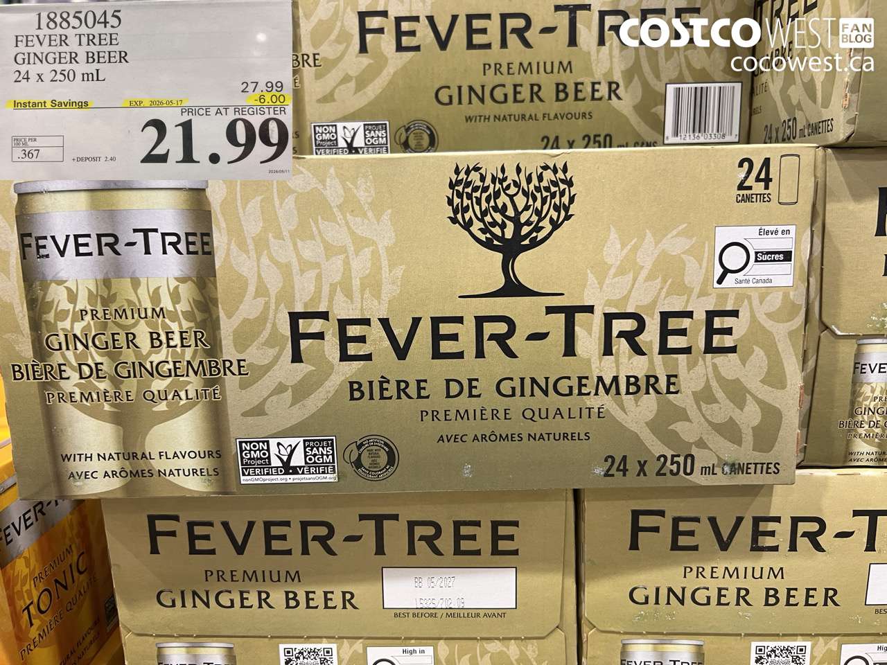 1885045 FEVER TREE GINGER BEER 24 X 250 ML ($6.00 INSTANT SAVINGS EXPIRES ON 2026-05-17) $21.99
