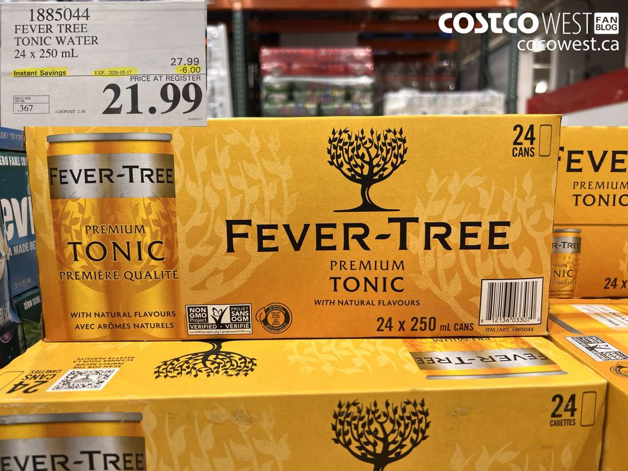 1885044 FEVER TREE TONIC WATER 24 X 250 ML ($6.00 INSTANT SAVINGS EXPIRES ON 2026-05-17) $21.99