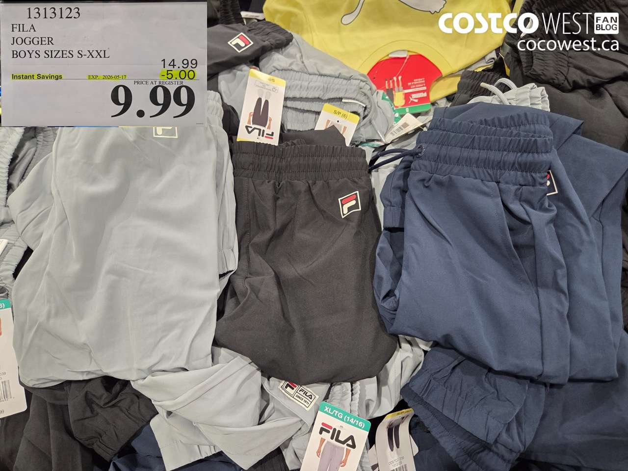1313123 FILA JOGGER BOYS SIZES S-XXL ($5.00 INSTANT SAVINGS EXPIRES ON 2026-05-17) $9.99