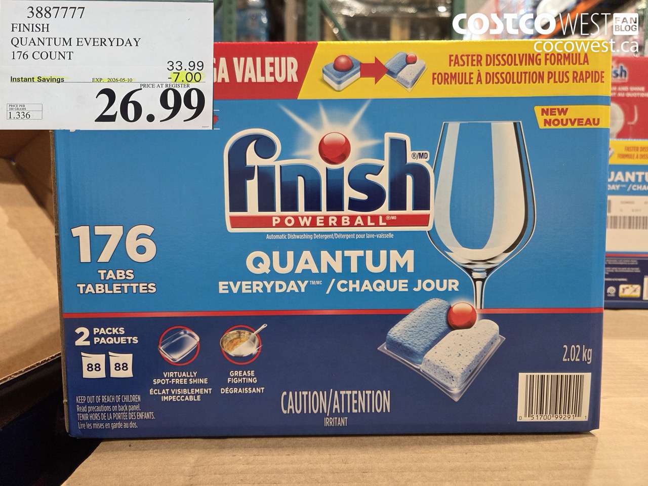 3887777 FINISH QUANTUM EVERYDAY 176 COUNT ($7.00 INSTANT SAVINGS EXPIRES ON 2026-05-10) $26.99