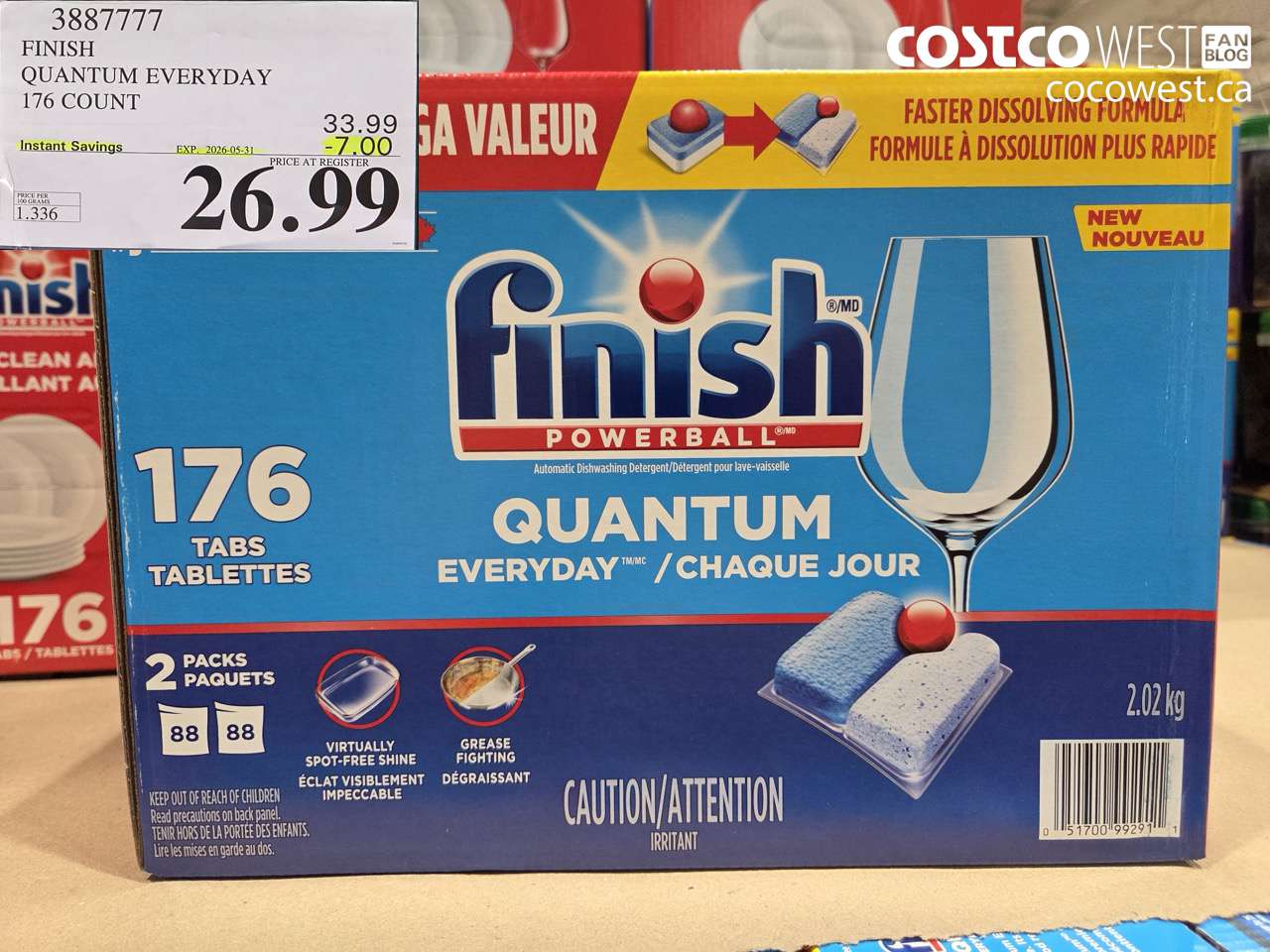 3887777 FINISH QUANTUM EVERYDAY 176 COUNT ($7.00 INSTANT SAVINGS EXPIRES ON 2026-05-31) $26.99