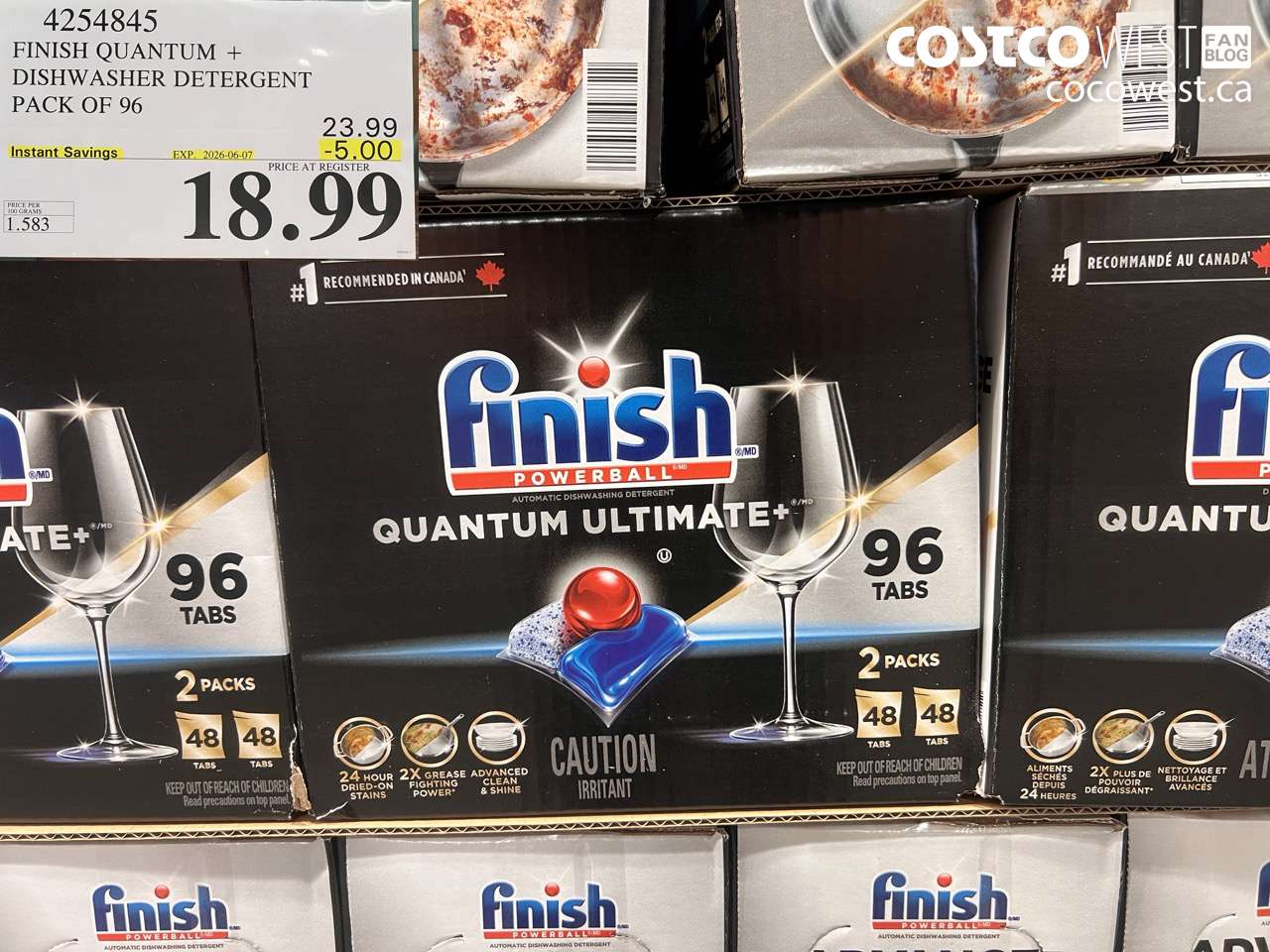 4254845 FINISH QUANTUM + DISHWASHER DETERGENT PACK OF 96 ($5.00 INSTANT SAVINGS EXPIRES ON 2026-06-07) $18.99