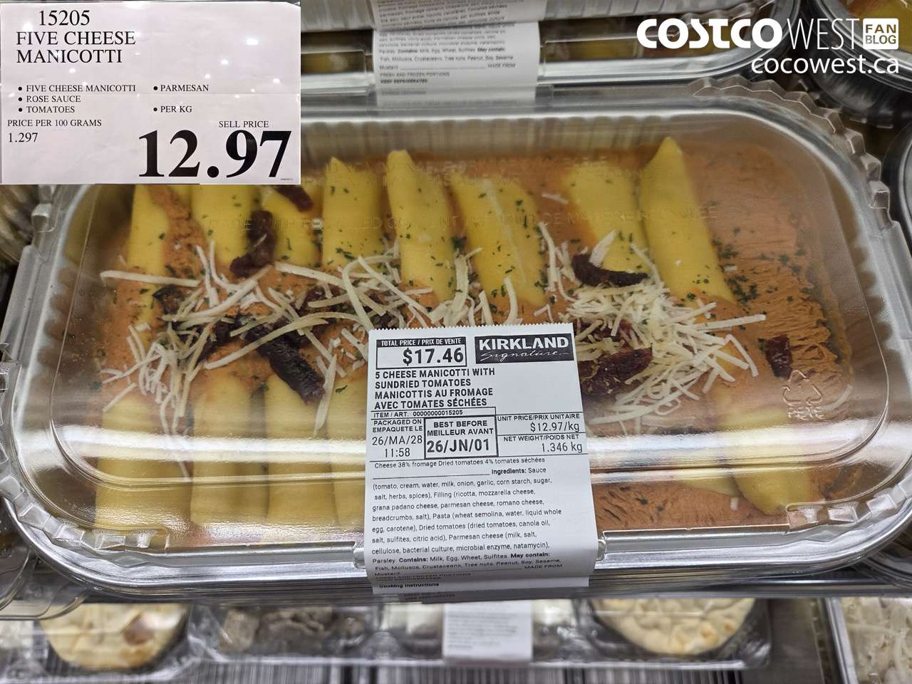 15205 FIVE CHEESE MANICOTTI $12.97