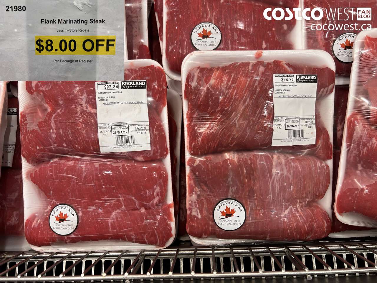 21980 FLANK MARINATING STEAK ($8.00 INSTANT SAVINGS)