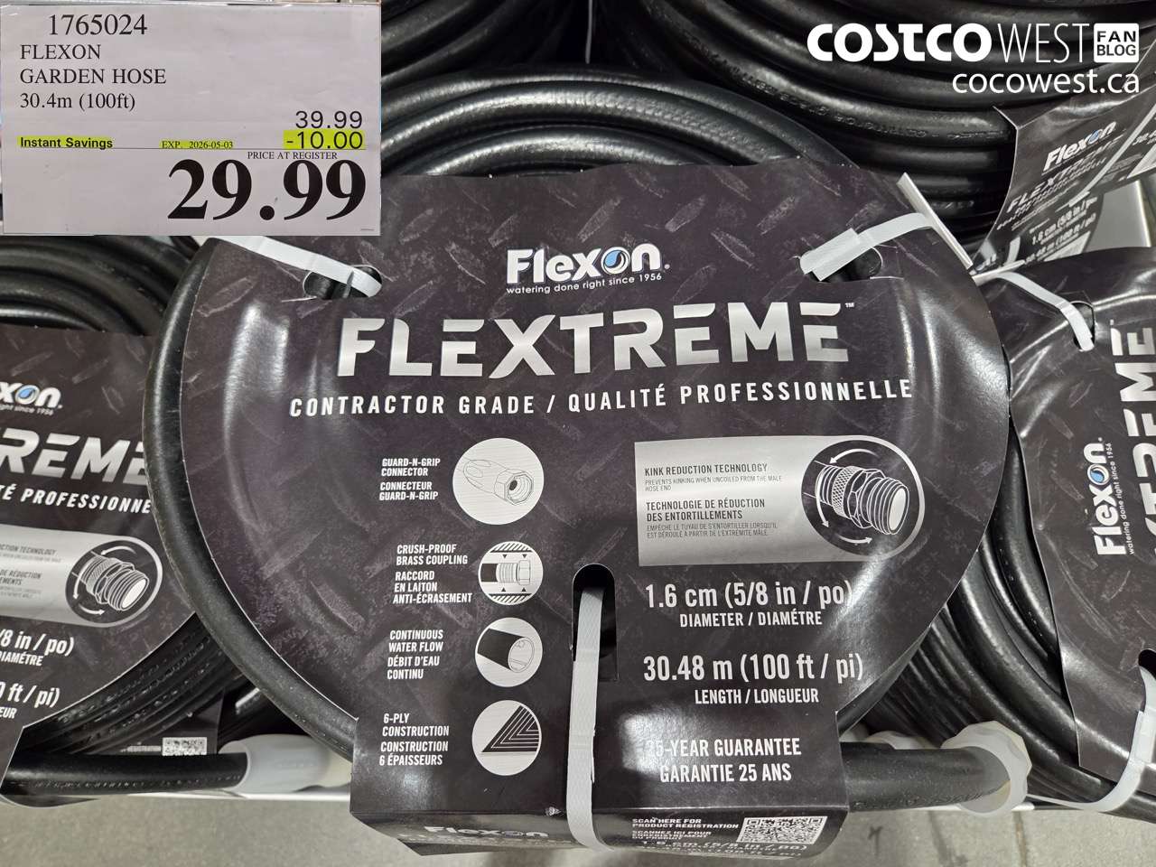1765024 FLEXON GARDEN HOSE 30.4M (100FT) ($10.00 INSTANT SAVINGS EXPIRES ON 2026-05-03) $29.99