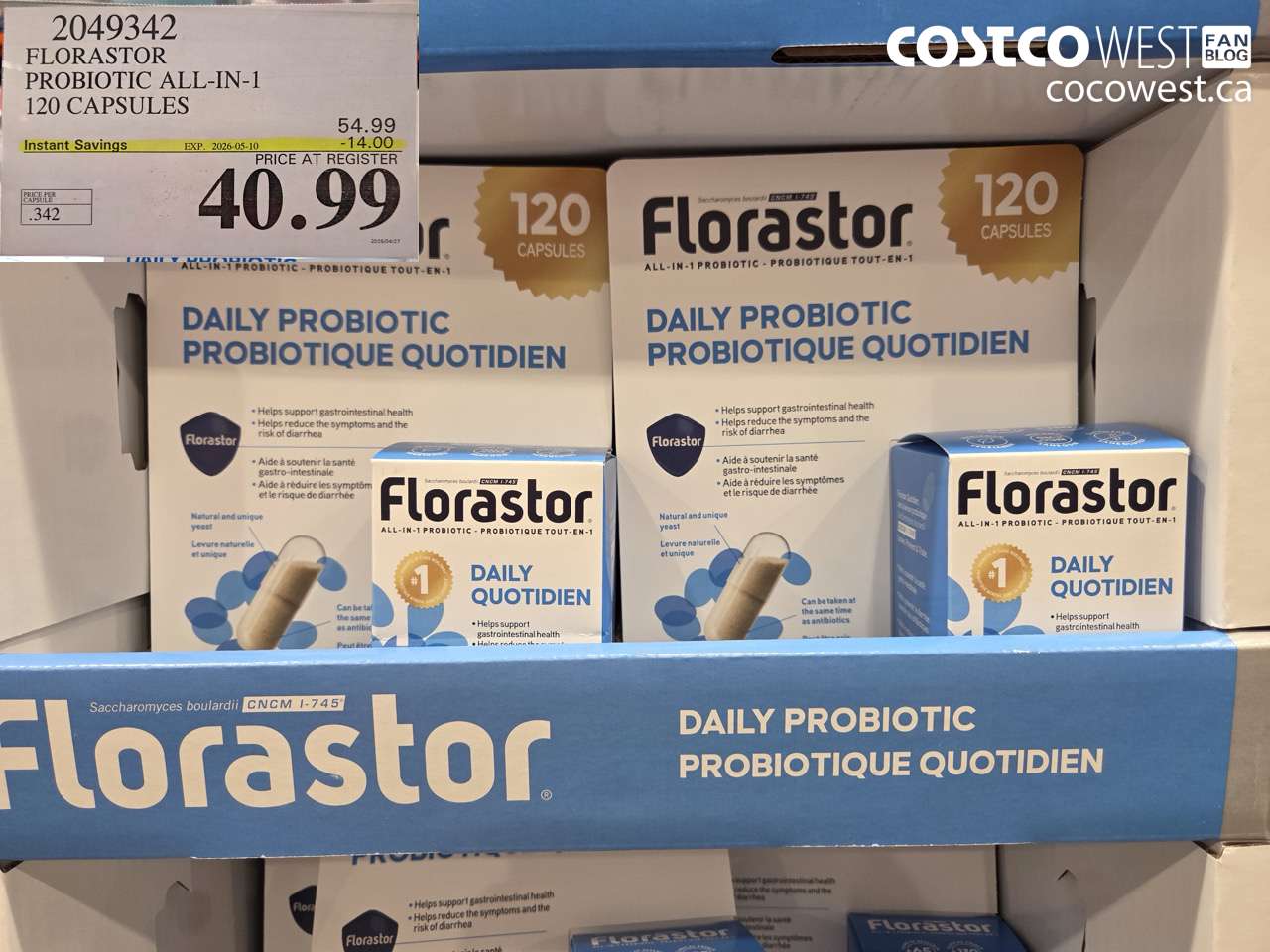 2049342 FLORASTOR PROBIOTIC ALL-IN-1 120 CAPSULES ($14.00 INSTANT SAVINGS EXPIRES ON 2026-05-10) $40.99