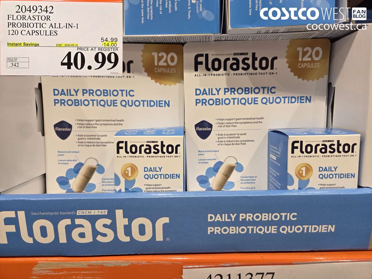 2049342 FLORASTOR PROBIOTIC ALL-IN-1 120 CAPSULES ($14.00 INSTANT SAVINGS EXPIRES ON 2026-05-10) $40.99