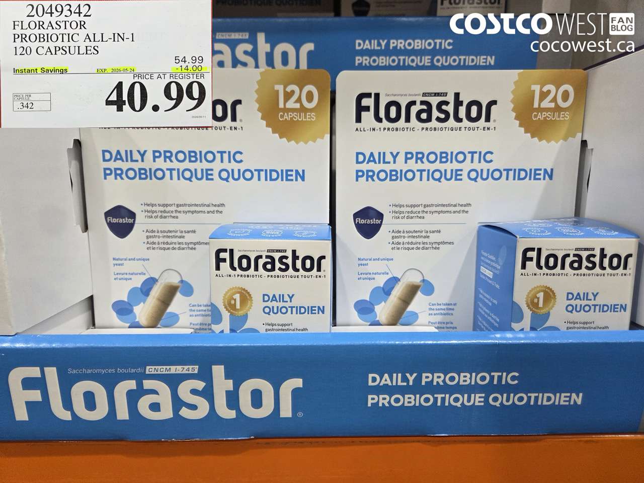 2049342 FLORASTOR PROBIOTIC ALL-IN-1 120 CAPSULES ($14.00 INSTANT SAVINGS EXPIRES ON 2026-05-24) $40.99
