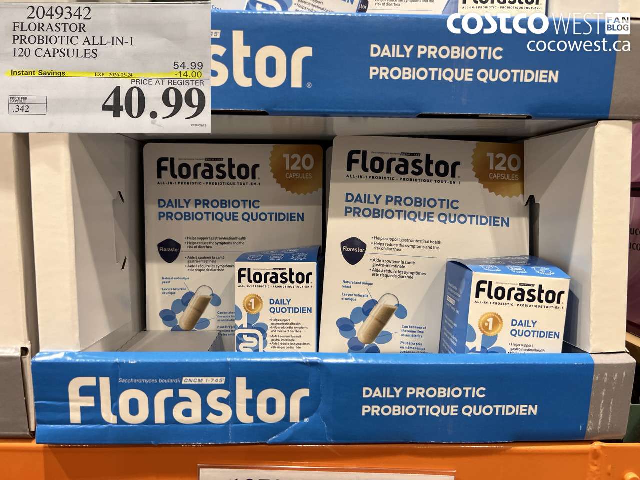 2049342 FLORASTOR PROBIOTIC ALL-IN-1 120 CAPSULES ($14.00 INSTANT SAVINGS EXPIRES ON 2026-05-24) $40.99