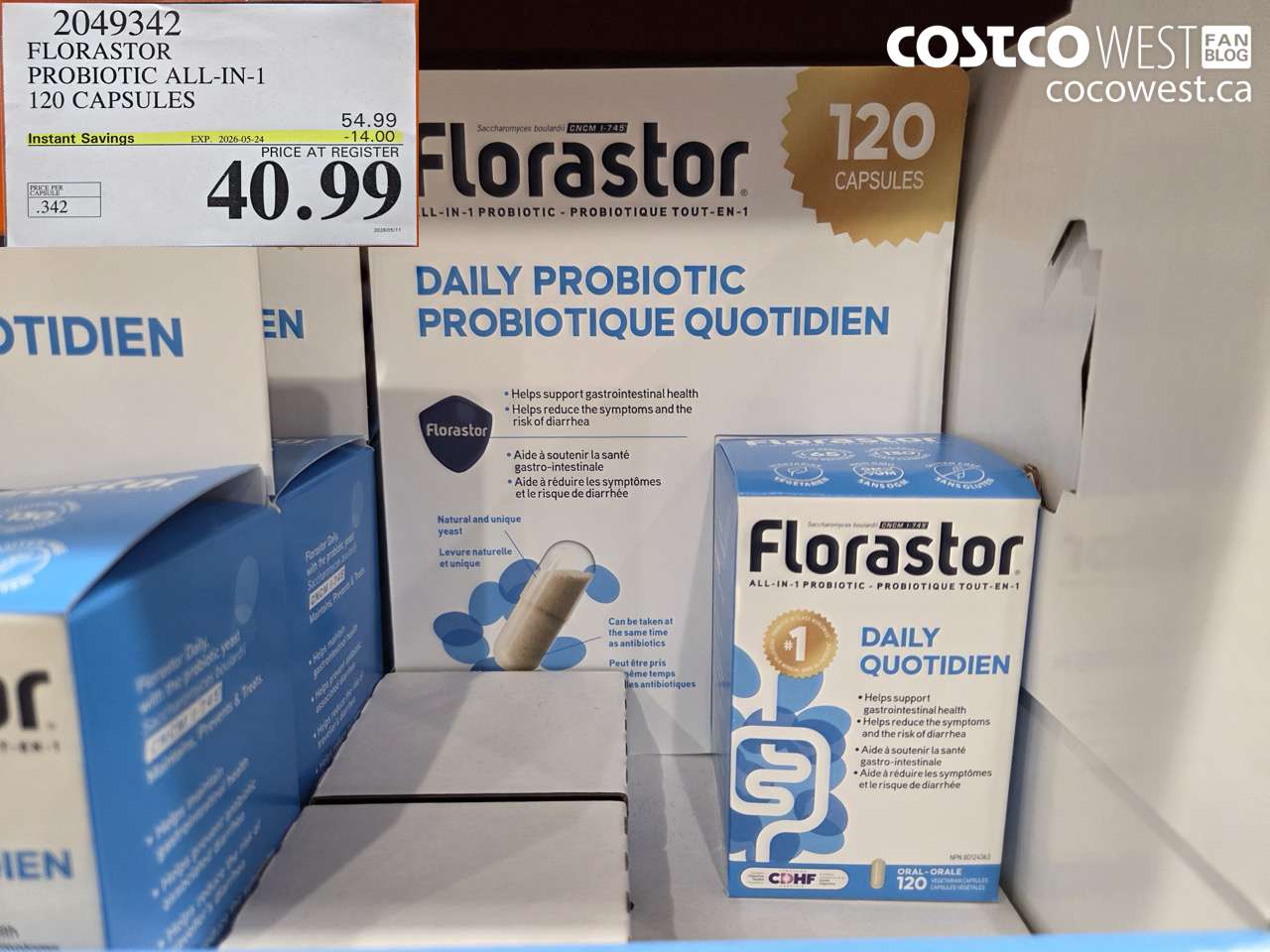 2049342 FLORASTOR PROBIOTIC ALL-IN-1 120 CAPSULES ($14.00 INSTANT SAVINGS EXPIRES ON 2026-05-24) $40.99
