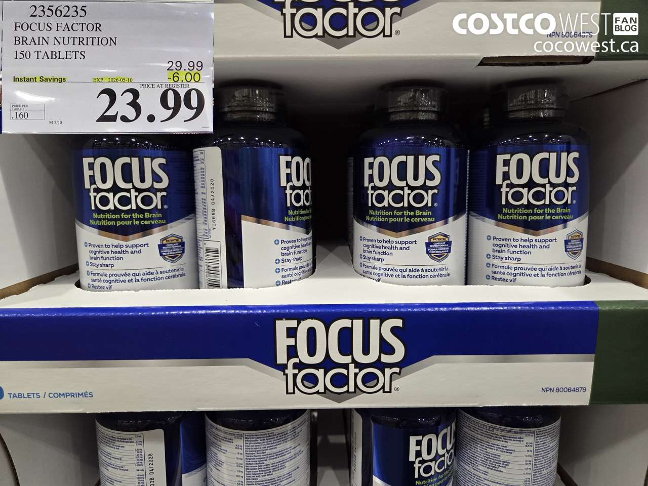 2356235 FOCUS FACTOR BRAIN NUTRITION 150 TABLETS ($6.00 INSTANT SAVINGS EXPIRES ON 2026-05-10) $23.99