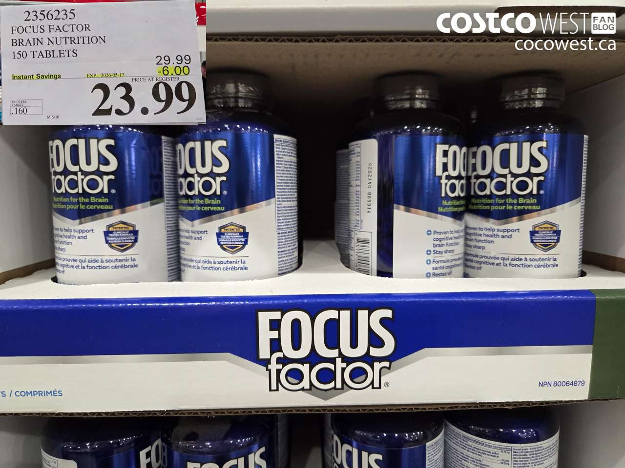 2356235 FOCUS FACTOR BRAIN NUTRITION 150 TABLETS ($6.00 INSTANT SAVINGS EXPIRES ON 2026-05-17) $23.99