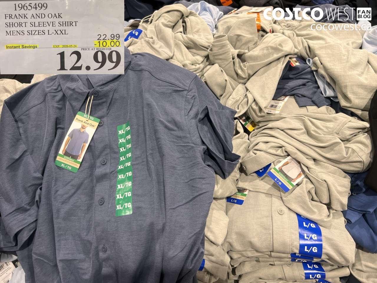 1965499 FRANK AND OAK SHORT SLEEVE SHIRT MENS SIZES L-XXL ($10.00 INSTANT SAVINGS EXPIRES ON 2026-05-24) $12.99
