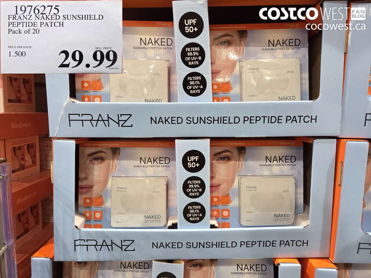 1976275 FRANZ NAKED SUNSHIELD PEPTIDE PATCH PACK OF 20 $29.99