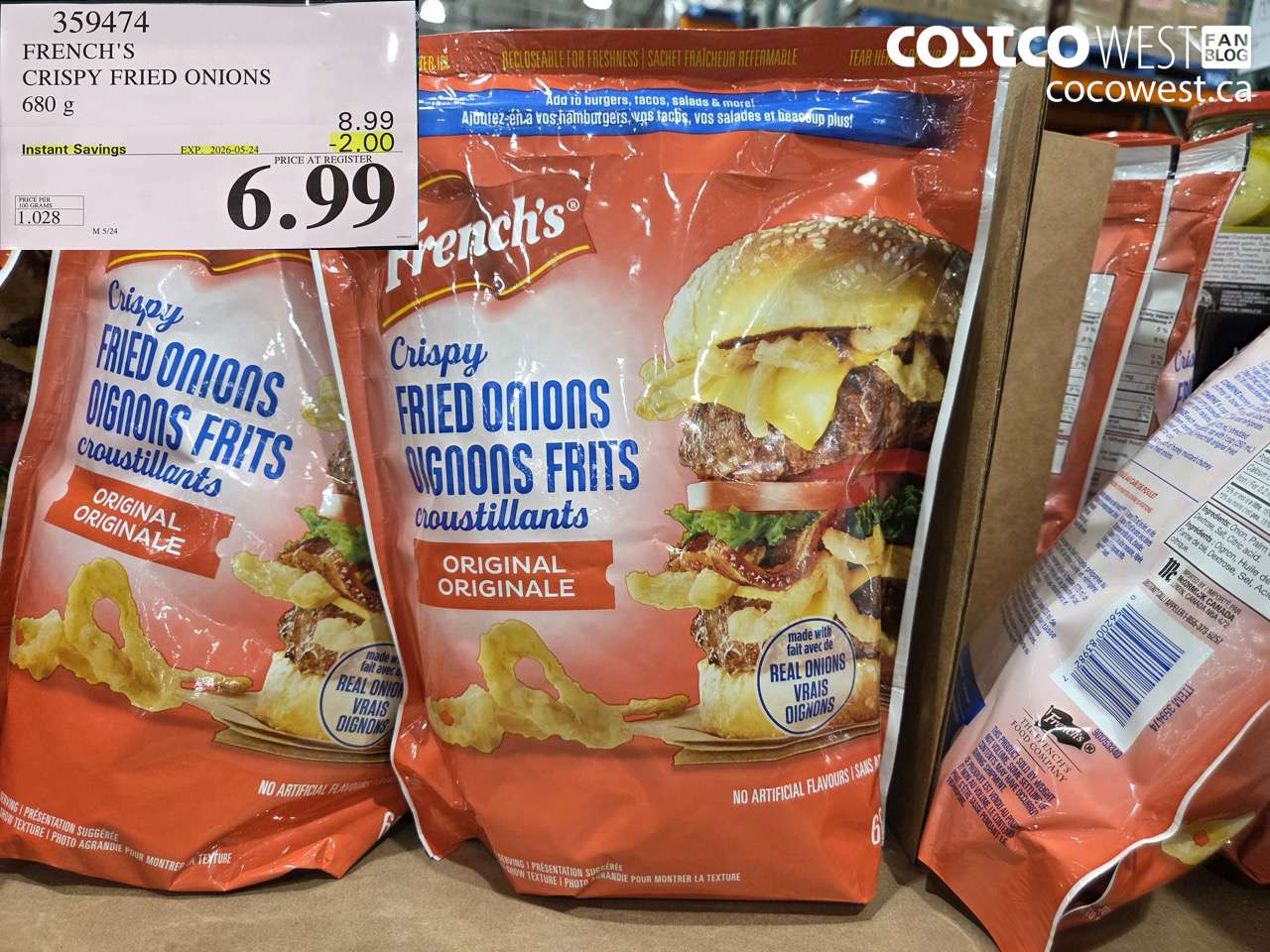 359474 FRENCH'S CRISPY FRIED ONIONS 680 G ($2.00 INSTANT SAVINGS EXPIRES ON 2026-05-24) $6.99