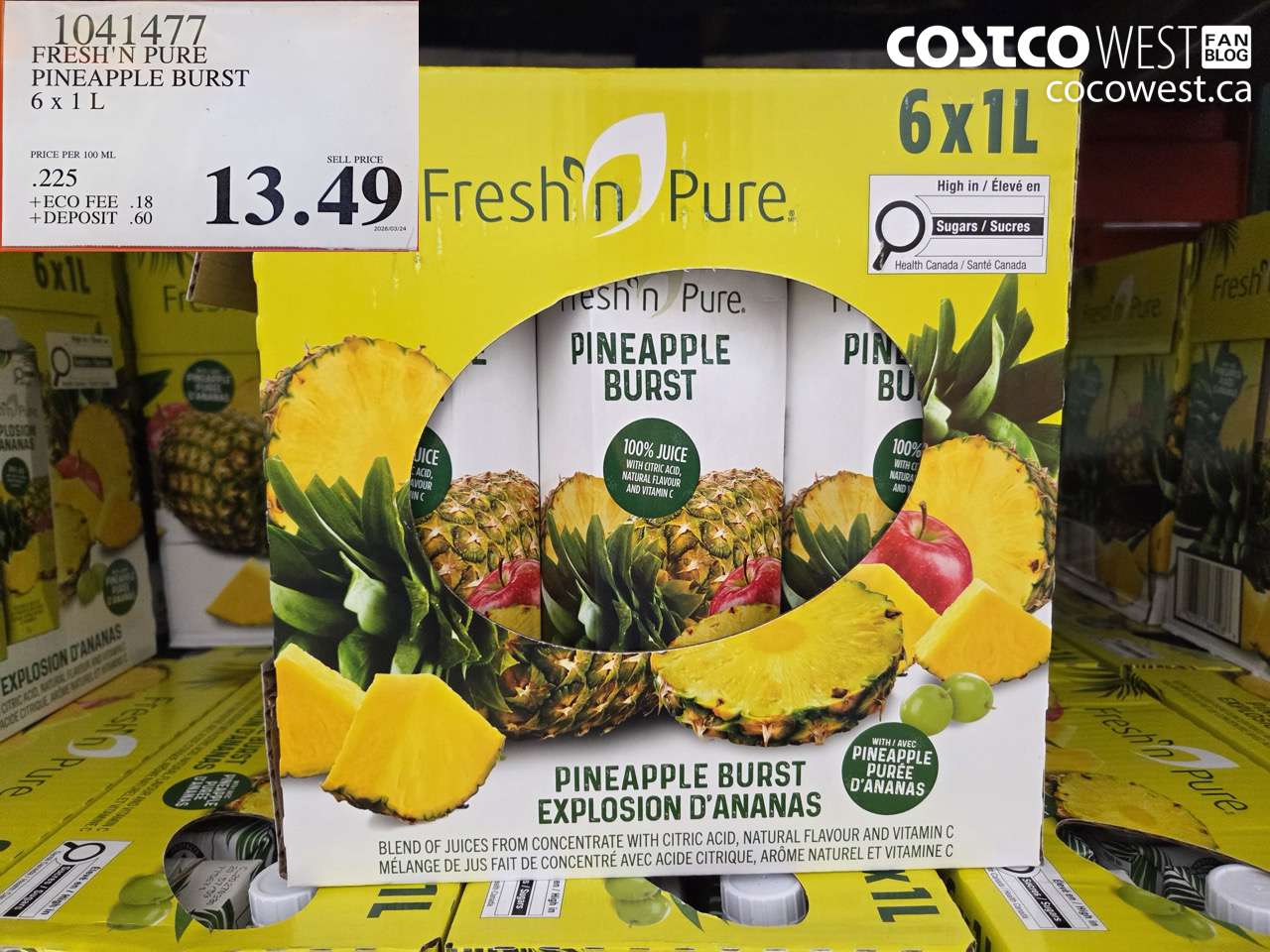 1041477 FRESH'N PURE PINEAPPLE BURST 6 X 1 L $13.49