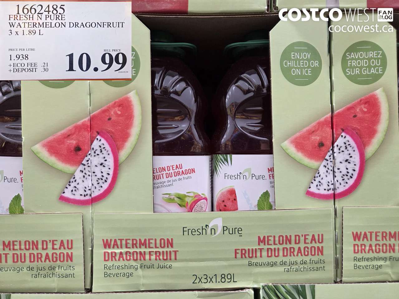 1662485 FRESH N PURE WATERMELON DRAGONFRUIT 3 X 1.89 L $10.99
