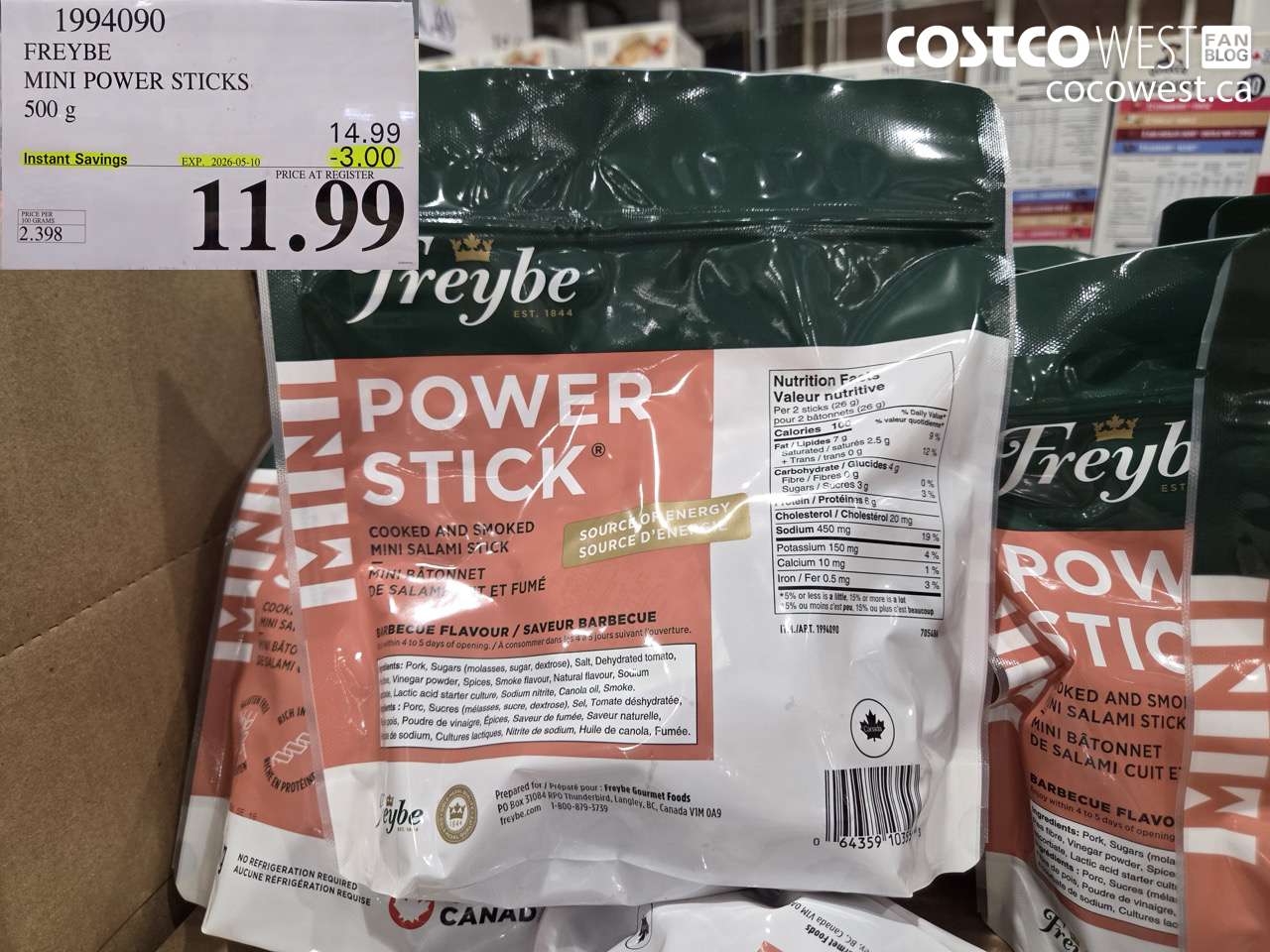 1994090 FREYBE MINI POWER STICKS 500 G ($3.00 INSTANT SAVINGS EXPIRES ON 2026-05-10) $11.99