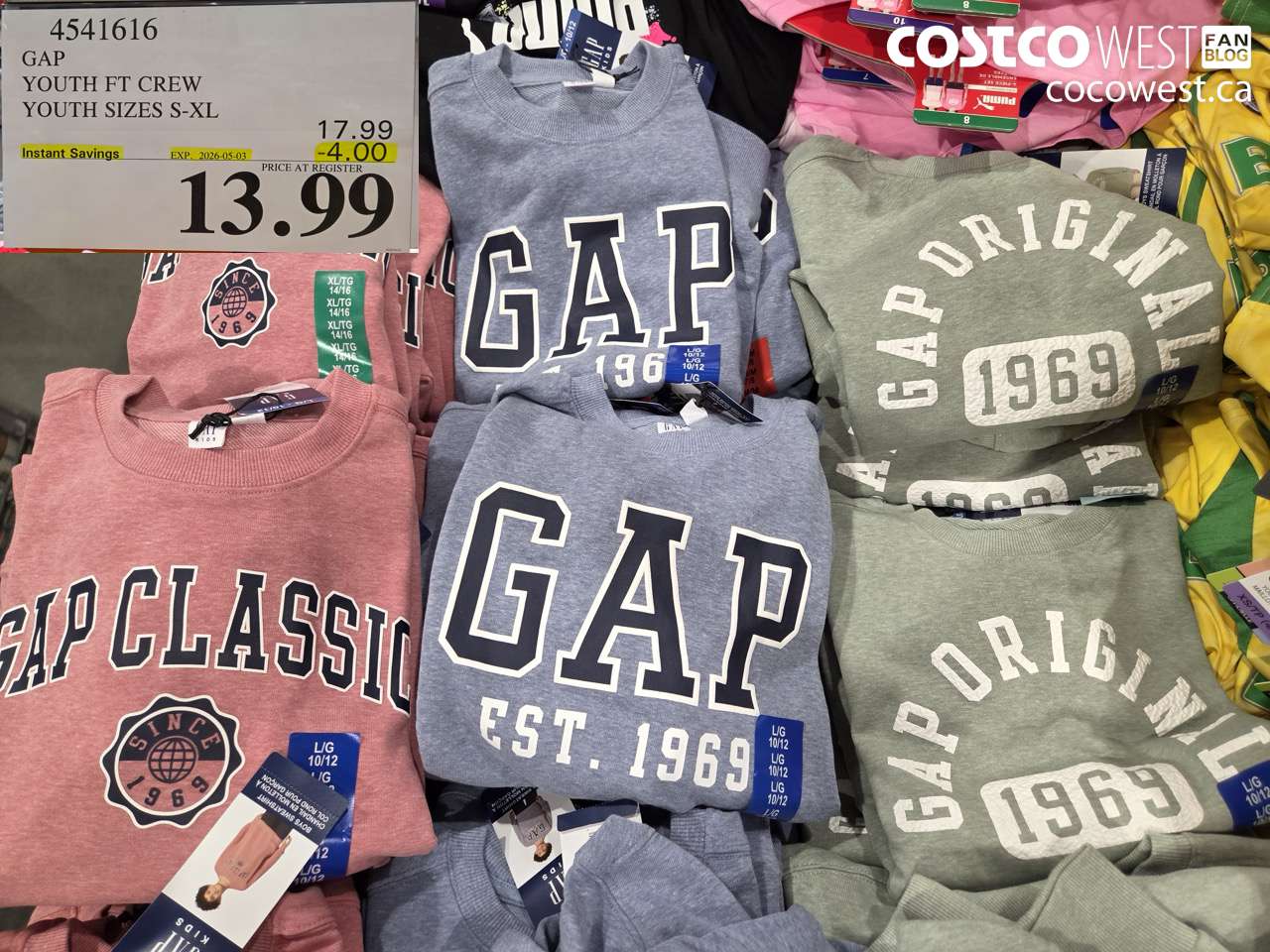 4541616 GAP YOUTH FT CREW YOUTH SIZES S-XL ($4.00 INSTANT SAVINGS EXPIRES ON 2026-05-03) $13.99