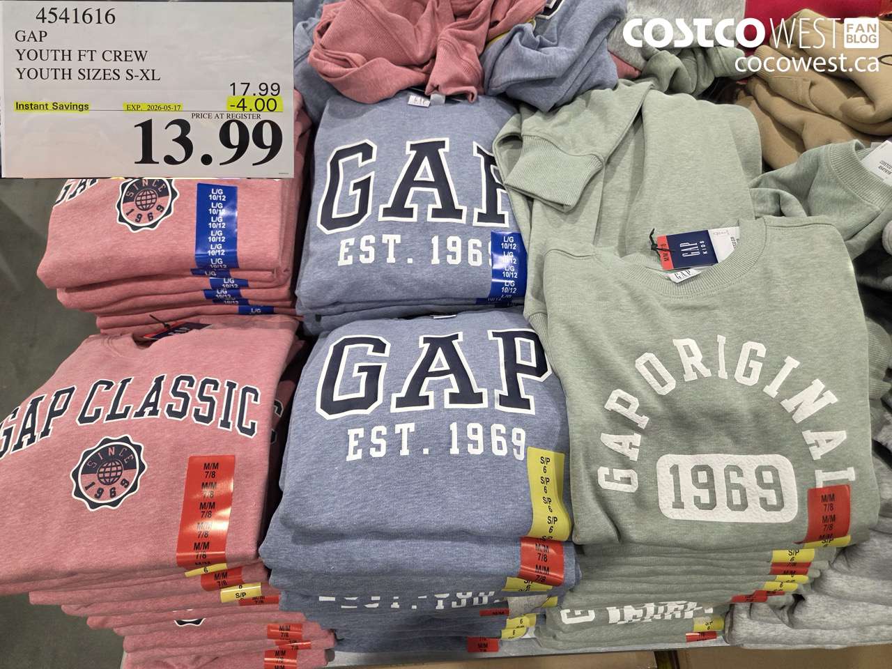 4541616 GAP YOUTH FT CREW YOUTH SIZES S-XL ($4.00 INSTANT SAVINGS EXPIRES ON 2026-05-17) $13.99