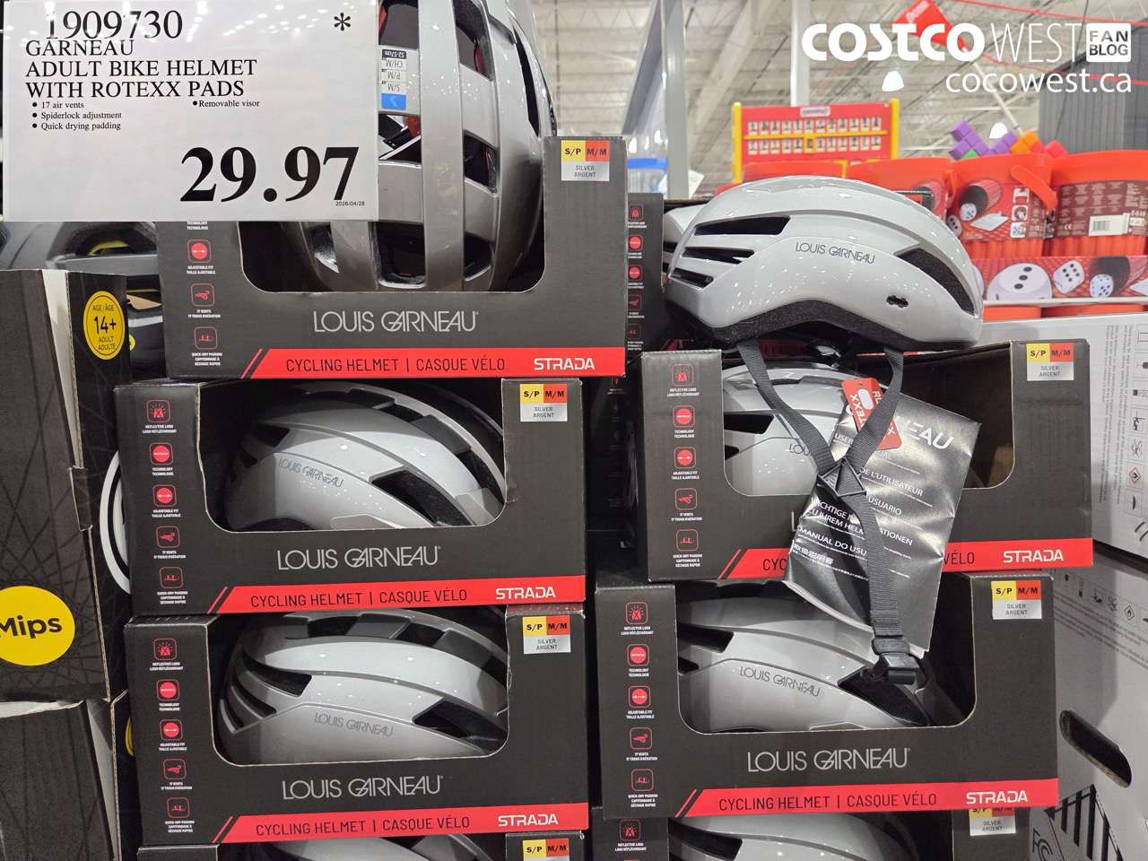 1909730 GARNEAU ADULT BIKE HELMET WITH ROTEXX PADS $29.97