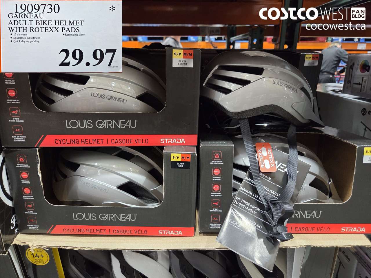 1909730 GARNEAU ADULT BIKE HELMET WITH ROTEXX PADS $29.97