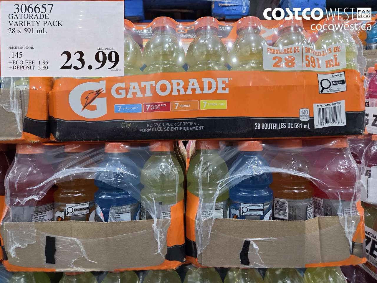 306657 GATORADE VARIETY PACK 28 X 591 ML $23.99