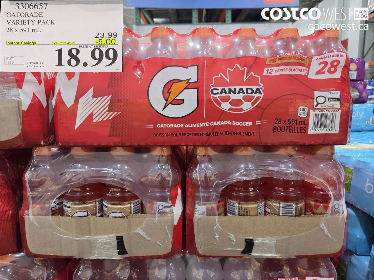 3306657 GATORADE VARIETY PACK 28 X 591 ML ($5.00 INSTANT SAVINGS EXPIRES ON 2026-05-17) $18.99