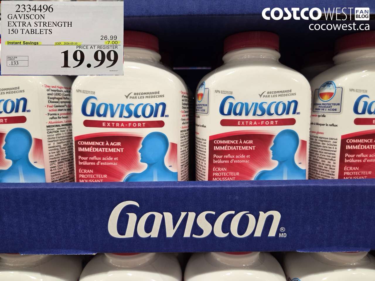 2334496 GAVISCON EXTRA STRENGTH 150 TABLETS ($7.00 INSTANT SAVINGS EXPIRES ON 2026-05-10) $19.99