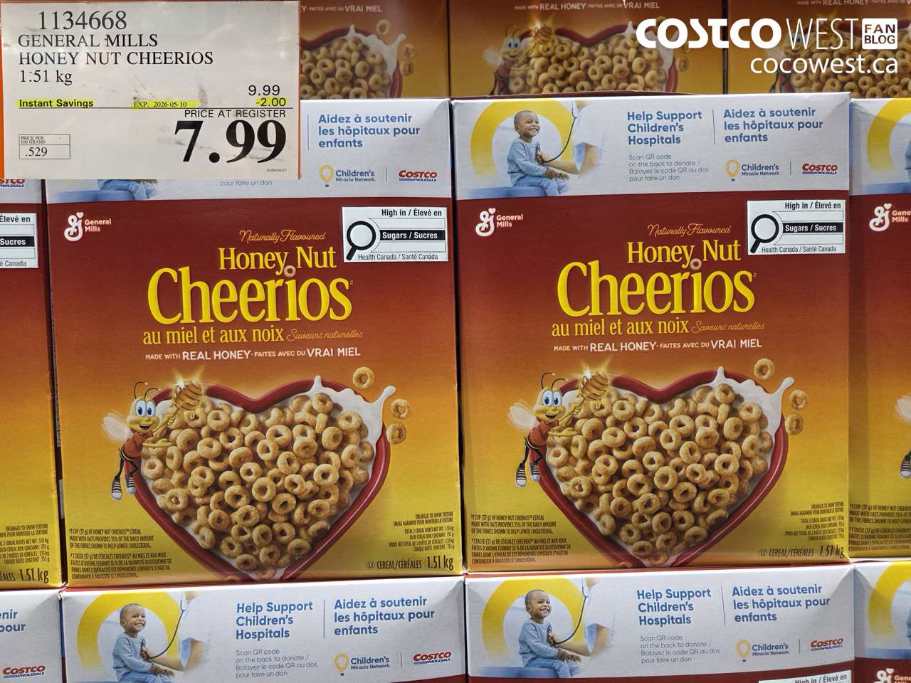 1134668 GENERAL MILLS HONEY NUT CHEERIOS 1.51 KG ($2.00 INSTANT SAVINGS EXPIRES ON 2026-05-10) $7.99