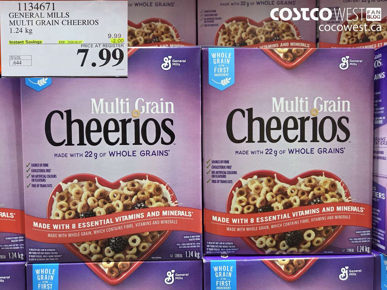 1134671 GENERAL MILLS MULTI GRAIN CHEERIOS 1.24 KG ($2.00 INSTANT SAVINGS EXPIRES ON 2026-06-07) $7.99