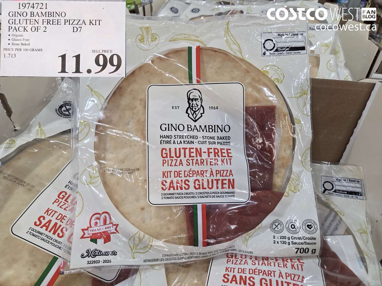 1974721 GINO BAMBINO GLUTEN FREE PIZZA KIT PACK OF 2 $11.99